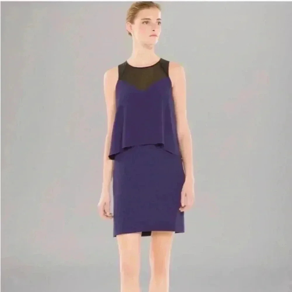 Nwt Sandro Paris Romy Marine Blue Dress Sz 3 (Large)